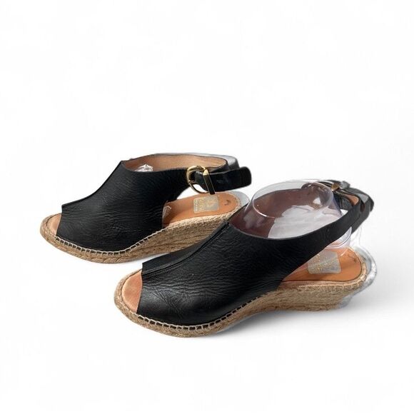 KANNA  Black Wedge Platform Espadrille Heels, Made in Spain, 9 - Picture 3 of 9